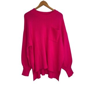 Chicsoul Womens Sweater 3X Hot Pink Crewneck Preppy Coquette Feminine